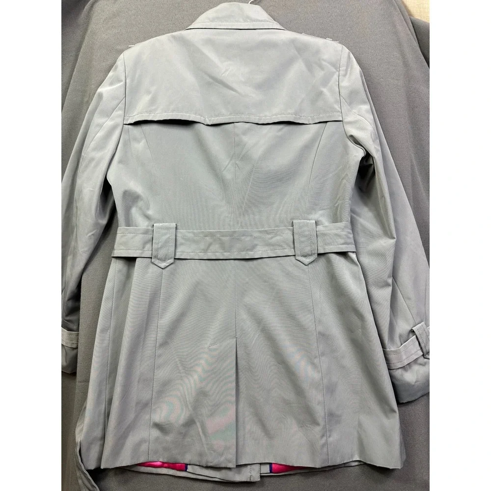 Calvin Klein‎ Women's Light Gray Double Breasted Belted Trench Coat size S Small
